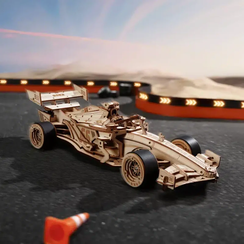 rokr Деревянный Конструктор Дом Гоночный Автомобиль f1 (3)