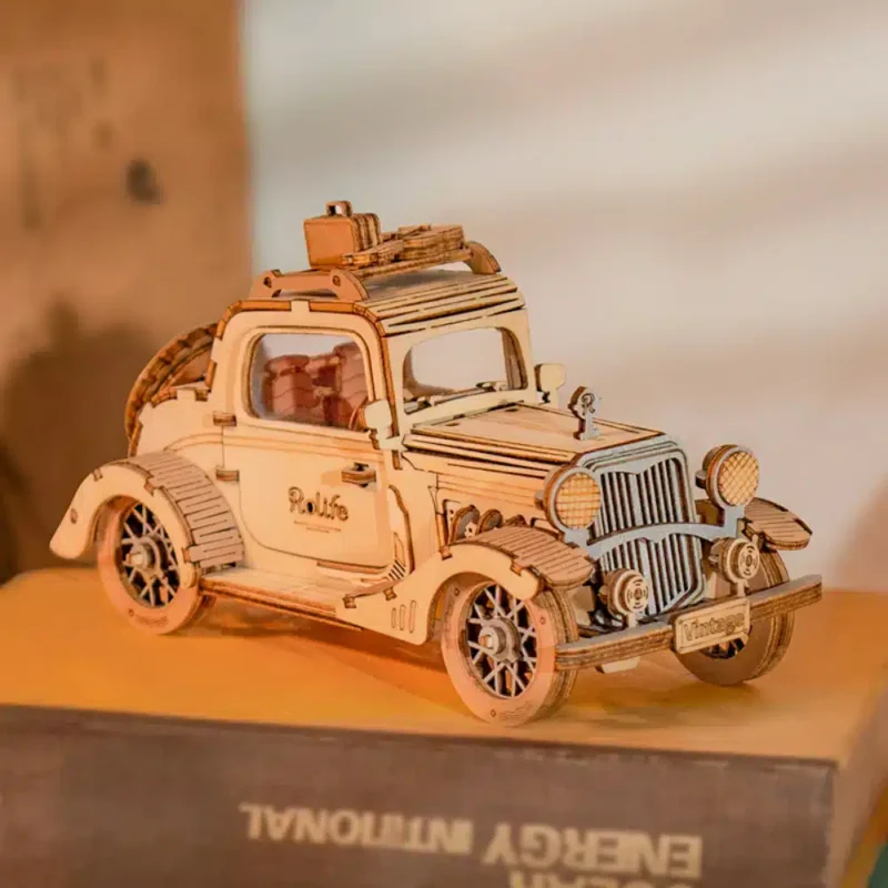 rolife Деревянный Конструктор 3d Модель Винтажный Автомобиль (1)